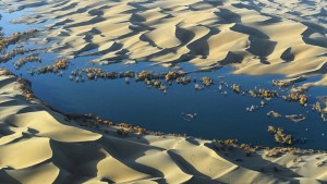 מים שזרמו אל מדבר הטקלמקן בסין. נתגלה מאגר אדיר של פחמן