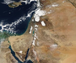 המזרח התיכון לאחר הסערה הגדולה בחורף 2013. צילום: NASA