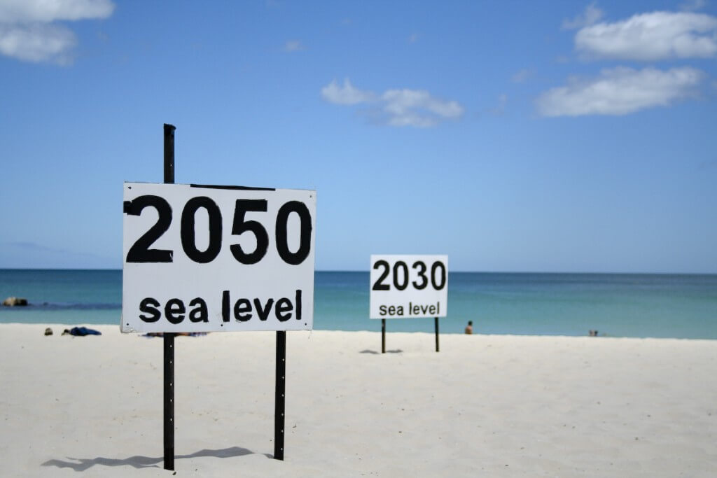 המחשה של העלייה הצפויה בגובה נפי הים בפרת', אוסטרליה. צילום: go_greener_oz, Flickr