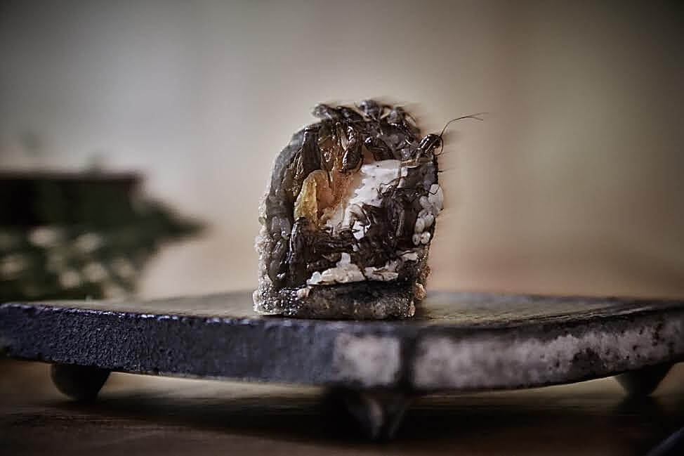 רול של סושי צרצרים של באן לאי. תצלום: Robert Bomgardner