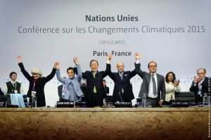 חוגגים את החתימה על הסכם פריז בשנה שעברה. צילום: COP PARIS, Flickr