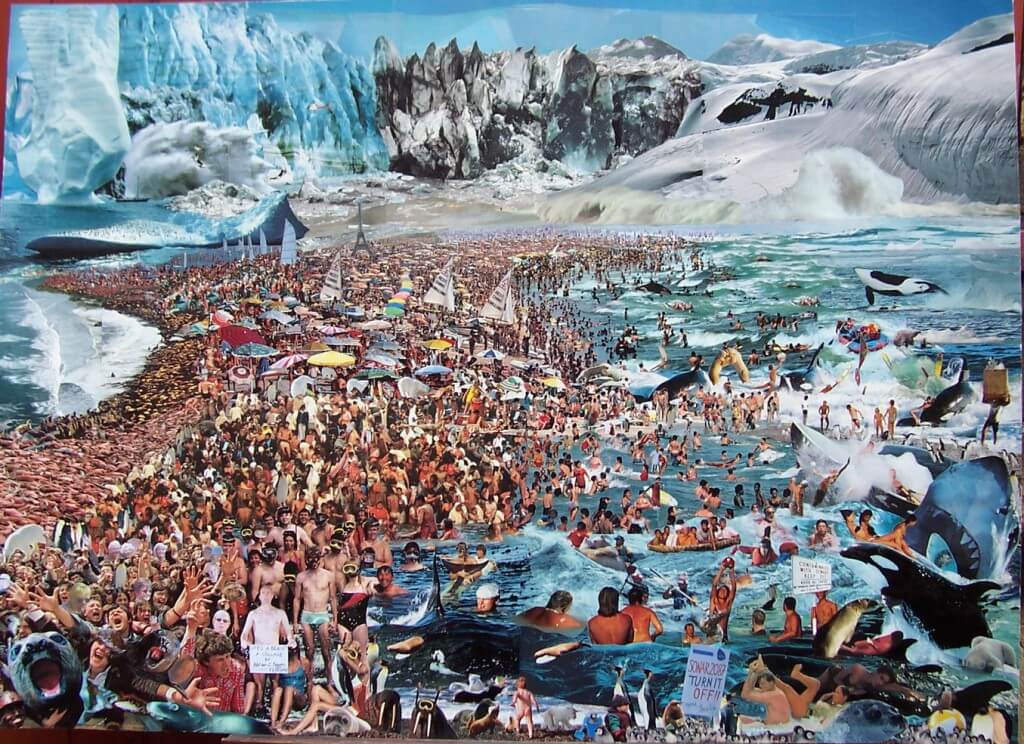 "life's a beach", עבודת אמנות של אדריאן קניון בנושא התחממות גלובאלית. תצלום: adrian kenyon 