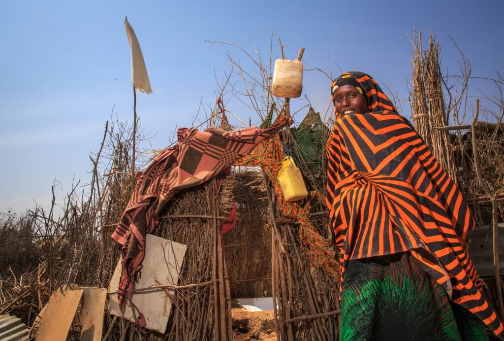 לחלק גדול מתושבי המדינות המתפתחות גישה לשירותים נקיים וזמינים. בתמונה: שירותי בור ספיגה, מסומנים בדגל לבן, בכפר במחוז סומלי שבאתיופיה. צילום: UNICEF Ethiopia