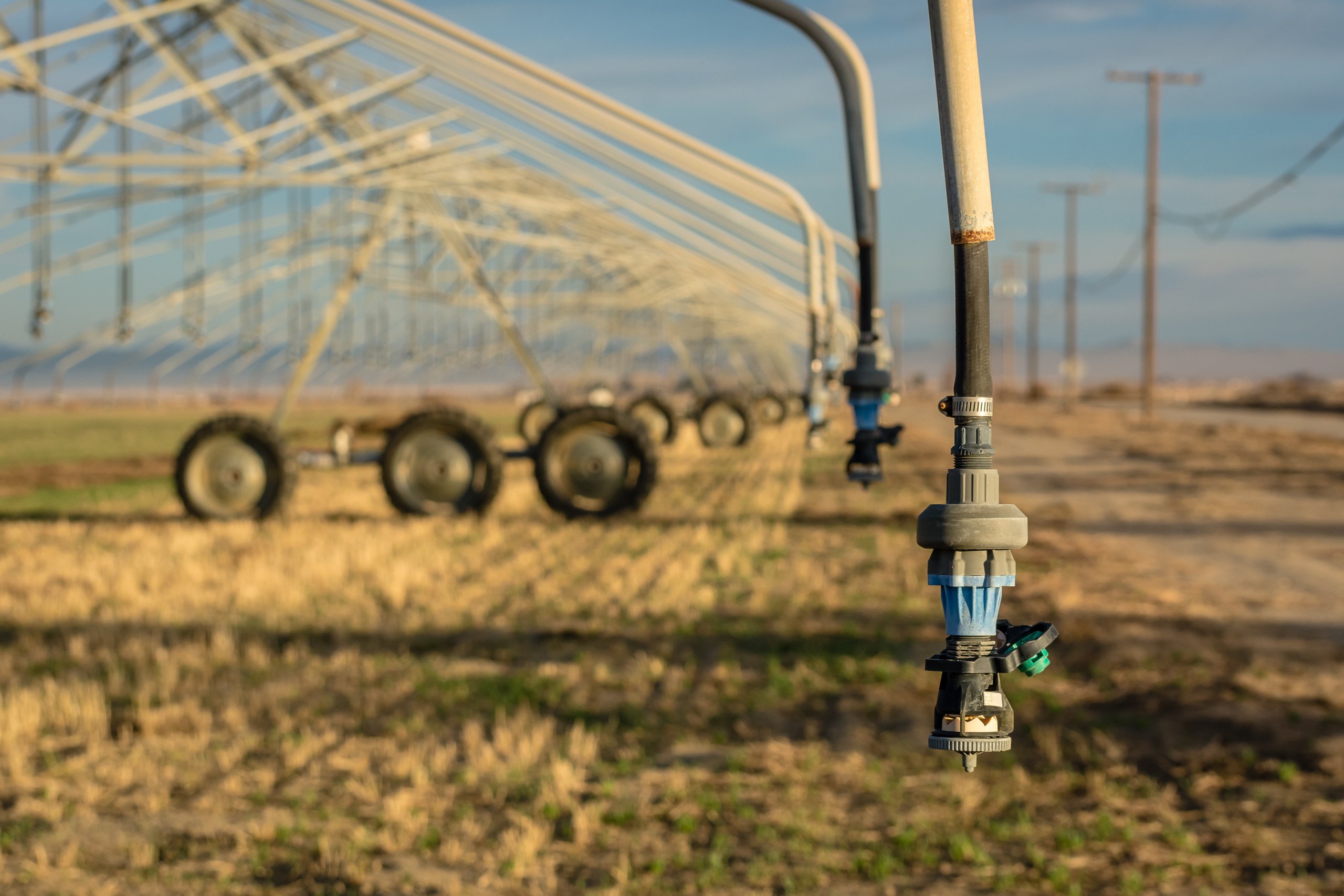 A center-pivot irrigation system in Southern California. According to NOAA (National Oceanic and Atmospheric Administration), as of mid-July, 2021, 89% of the U.S. West was in drought and 25% was in exceptional drought conditions.