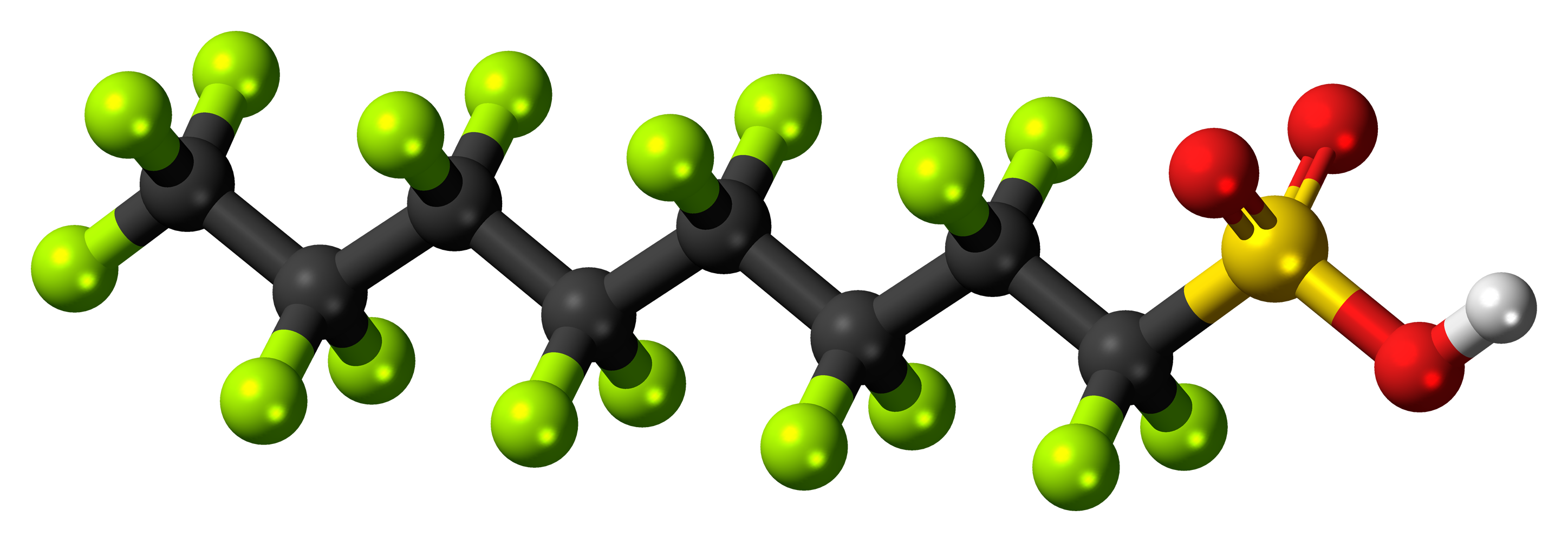 Perfluorooctanesulfonic-acid-3D-balls (PFOS, a kind of PFAS) Jynto, CC0