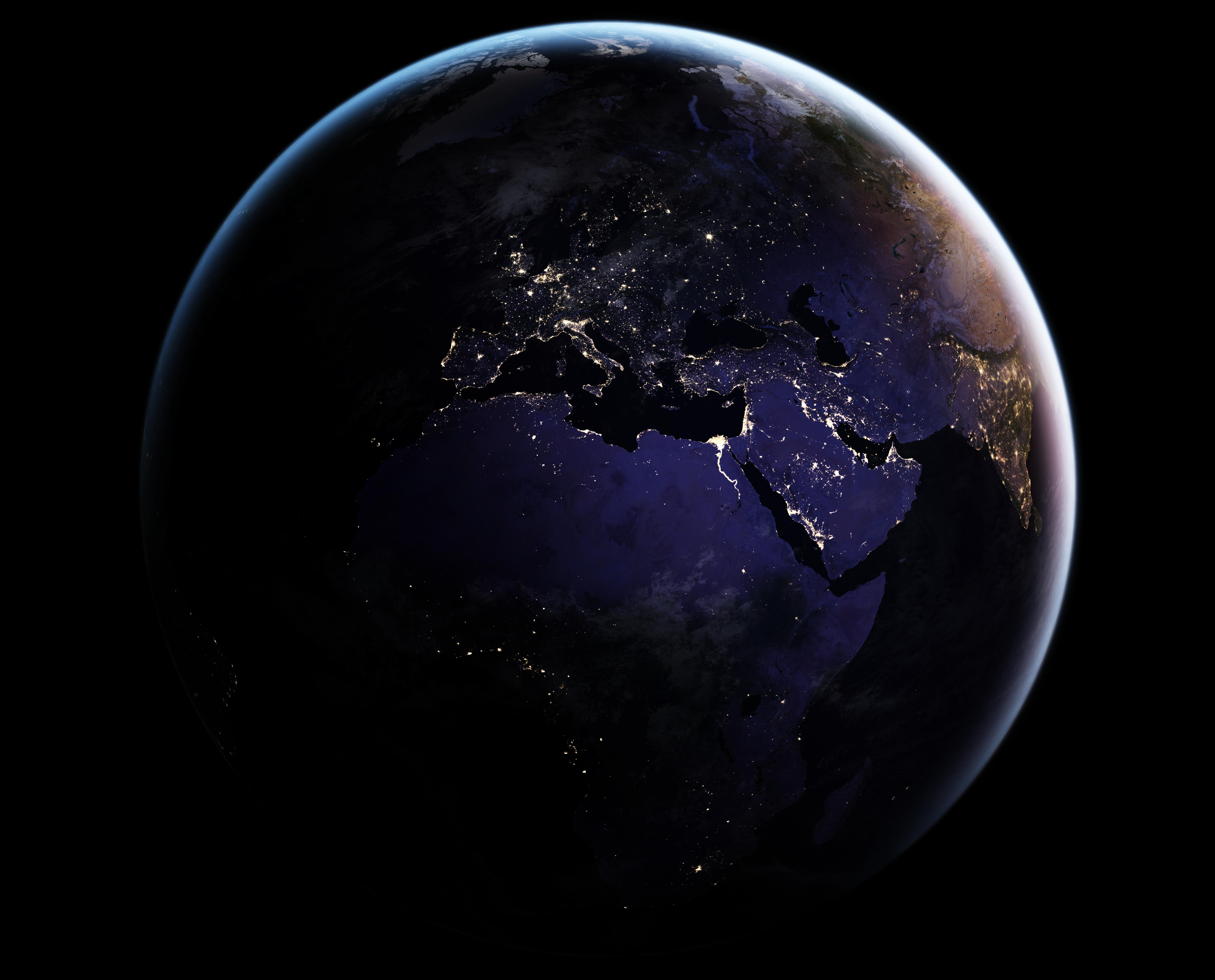 תאורת לילה בכדור הארץ. צילום: NASA Earth Observatory images by Joshua Stevens using Suomi NPP VIIRS data from Miguel Román NASA GSFC
