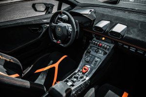 Black and orange car interior