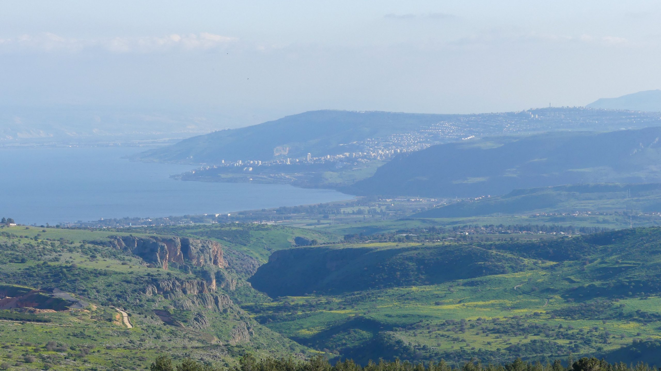 Scenic view of galilee hills and sea